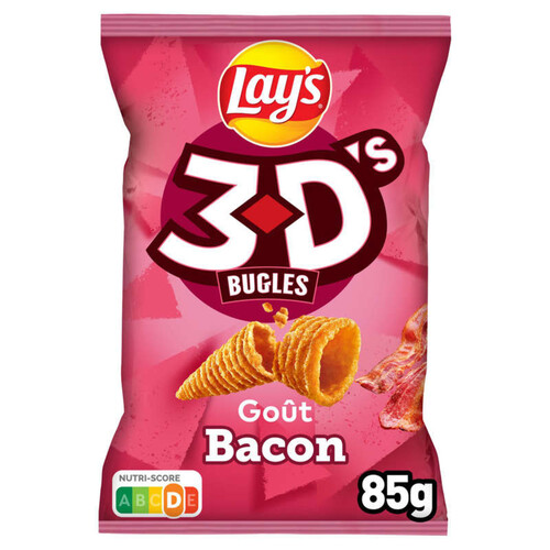 Lay's - 3D's - Biscuits apéritif saveur bacon - Le sachet de 85g