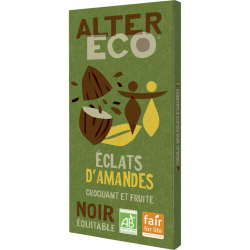 Alter Eco Chocolat Noir Du Pérou Aux Éclats D'Amandes, Bio 100G