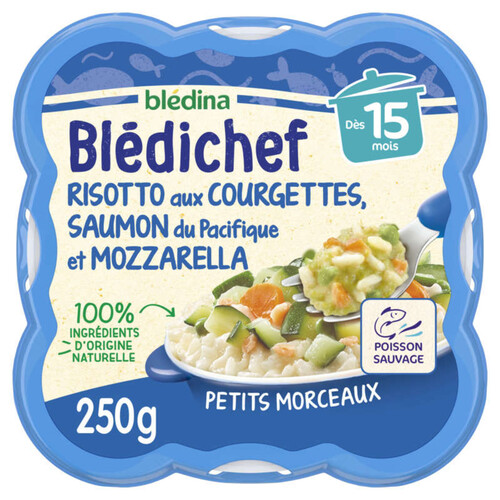 Blédina Risotto aux Courgettes, Saumon du Pacifique et Mozzarella, dès 15 Mois 250g