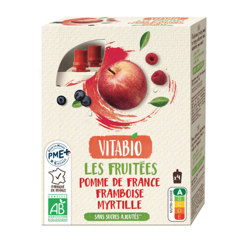 [Par Naturalia] Vitabio Les Fruitées Pomme de Nouvelle-Aquitaine Framboise Myrtille 4x120g