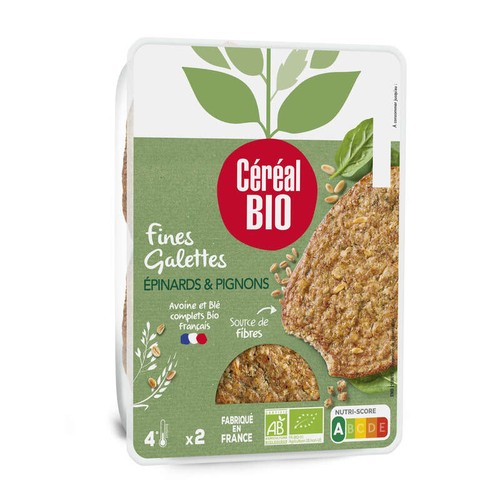 Céréal Bio Fines Galettes Épinards Pignon 180g