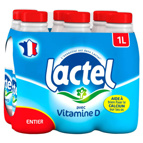 Lactel Vitamine D entier bouteille 6X1L