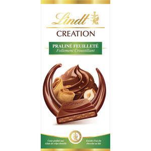 Lindt Création Tablette Chocolat praliné feuilleté 150g