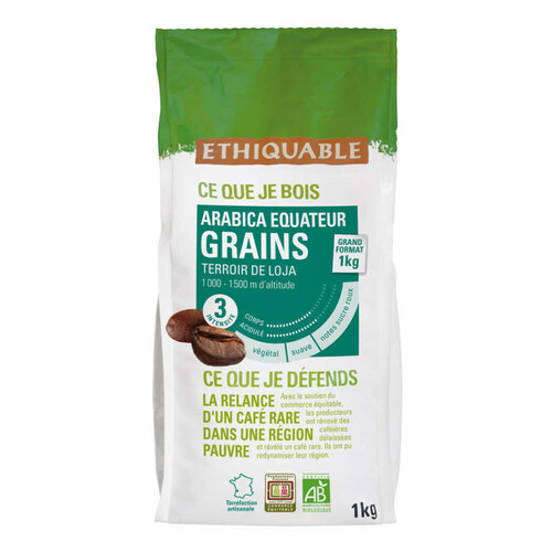 Ethiquable Café Grains Equateur Bio 1Kg