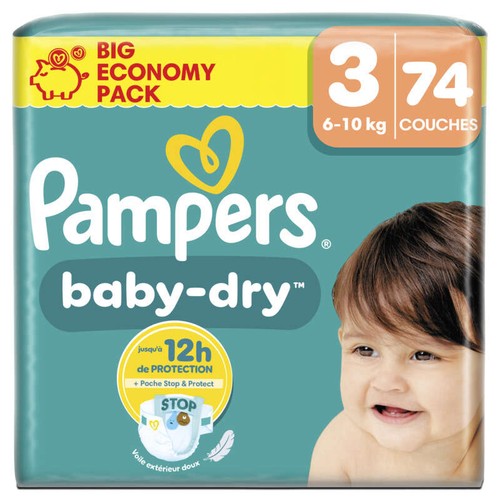 Pampers Baby-Dry Couches Taille 3 x74