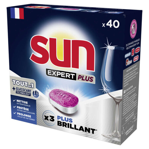 Sun Expert Plus Tablette Lave-Vaisselle Tout en 1 +Glass Care Technology *40 700g