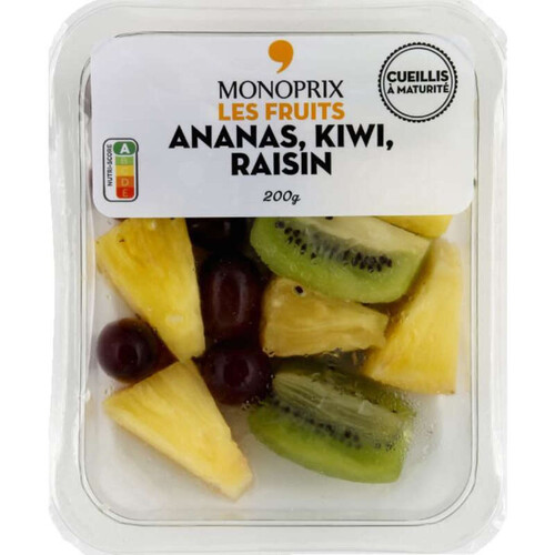 Monoprix Les Fruits Ananas Kiwi Raisin 200g