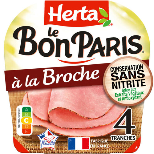 Herta Le Bon Paris jambon à la broche sans nitrite 4 tranches 140g
