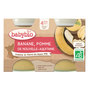 [Par Naturalia]  Babybio Petits Pots Banane Pomme d'Aquitaine Dès 4 Mois 2x130g