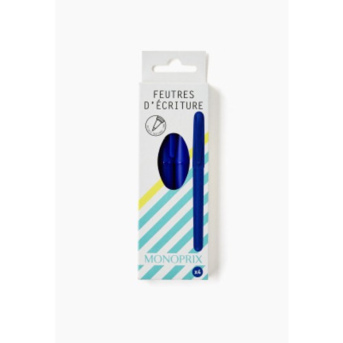 Monoprix Feutres d'écriture Bleu x4