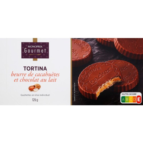 Monoprix Gourmet Tortina beurre de Cacahuète & chocolat au lait 126g