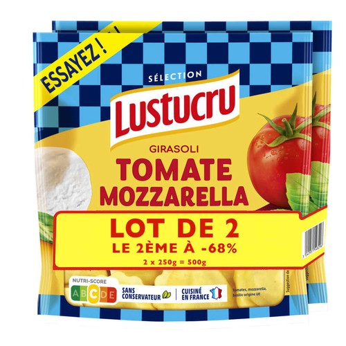 Lustucru Lot 2 girasoli tomate basilic mozzarella 2ème à -68% 500g
