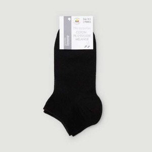 Monoprix Femme Mini-Socquettes X2 Noires TU