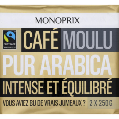 Monoprix Café moulu pur arabica intense et équilibré 2x250g