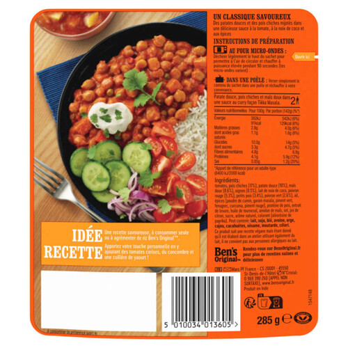 Ben's Original 100% Végétal Sauce Micro Ondable Tikka Masala 285g