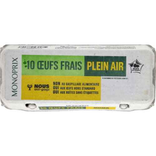 Monoprix oeufs frais plein air anti gaspi x10