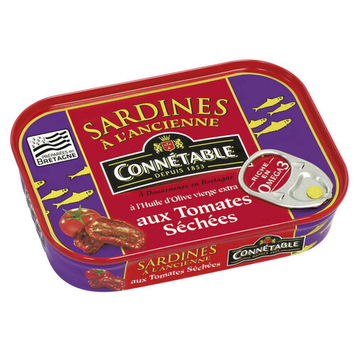 Connétable Sardines aux Tomates Séchées &  à L'Huile d'Olive Vierge Extra 115g