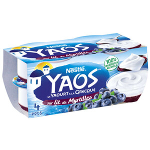 Yaos yaourt à la grecque myrtille le pack de 4x125g