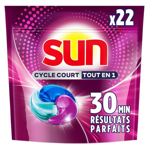 Sun Cycle Court Pastilles Lave-vaisselle Tout en 1 22 Lavages
