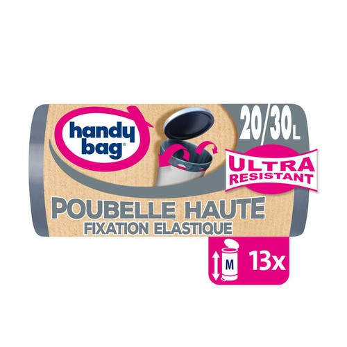 Handy Bag Sacs à fixations élastiques Poubelle haute 13x30L