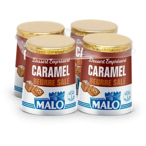 Malo Emprésuré Caramel beurre sel de Guérande 4x125g
