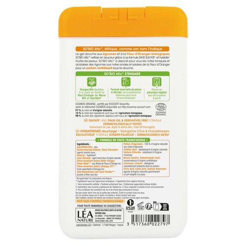 SO'BiO Étic Gel Douche Hydratant Agrumes & Fleur d'Oranger Bio 450ml