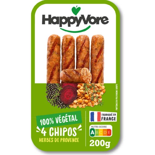 Happyvore Chipolatas Végétales aux Herbes de Provence x4 200g