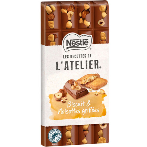 Nestlé Les Recettes De L'atelier Chocolat Lait Biscuit Noisettes 170g