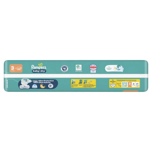Pampers Baby-Dry Taille 3 - 6kg-10kg – x52 Couches
