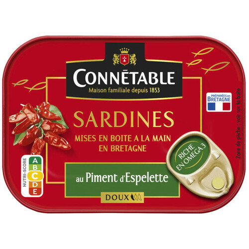 Connétable Sardines À L'Huile D'Olive & Au Piment D'Espelette Doux 115G