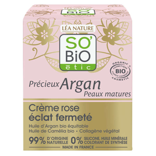 SO'BiO Étic Crème Rose Eclat Fermeté de jour à l'Huile d'Argan Bio 50ml