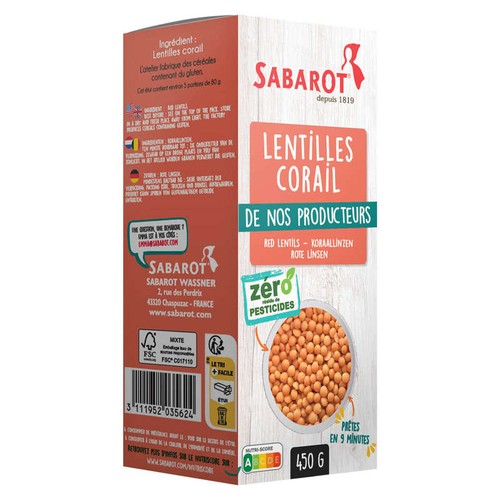 Sabarot Lentilles corail 450g