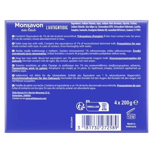 Monsavon Savon Lavant Antibactérien L'Authentique 4x200g