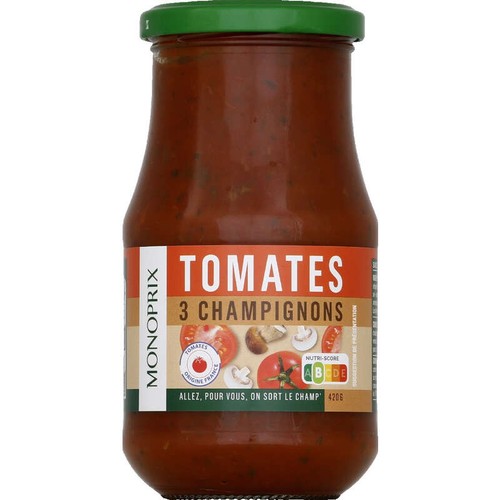 Monoprix Sauce Tomates 3 Champignons 420g