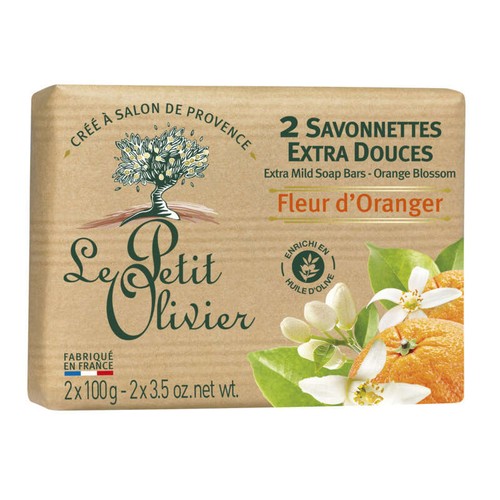 Le Petit Olivier 2 Savonnettes Extra Douces Fleur d'oranger - 2x100g