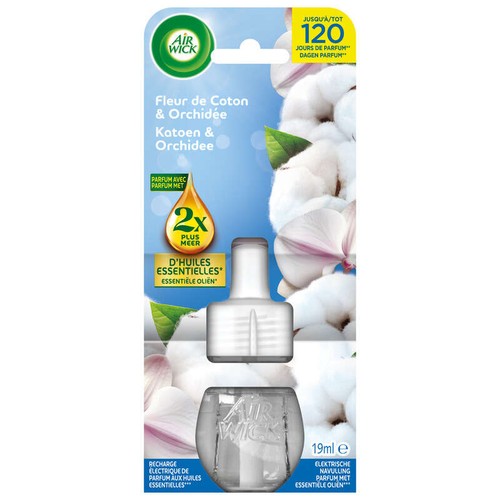Air Wick Recharge Electrique Parfum au Huiles Essentielles Fleur de Coton 19ml