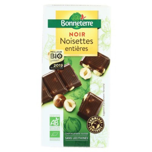 [Par Naturalia] Bonneterre Chocolat Noir Noisettes Entières 200G Bio