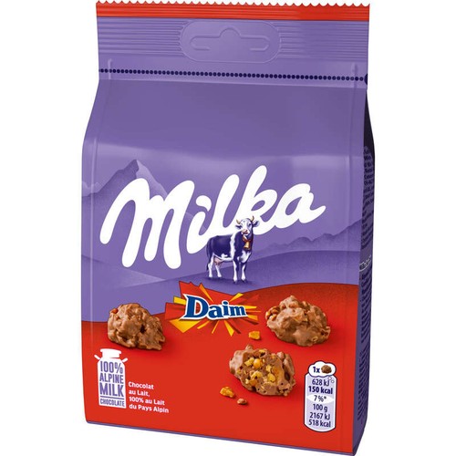 Milka Chocolat Au Lait Et Éclats De Daim 145g