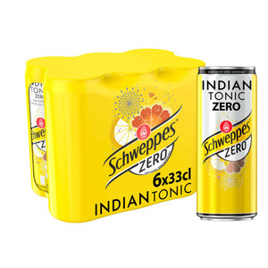 Schweppes Zéro Indian Tonic pack de 6x33 cl canettes