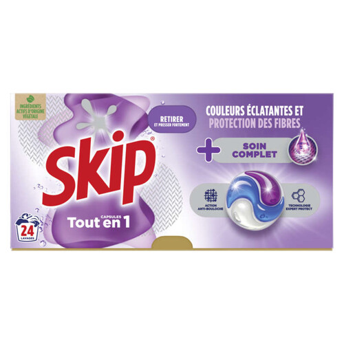 Skip Capsules Pods Lessive 2en1 + soin Complet *24 Lavages