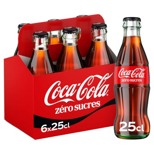 Coca-Cola Sans sucres Bouteilles en verre 6x25cl
