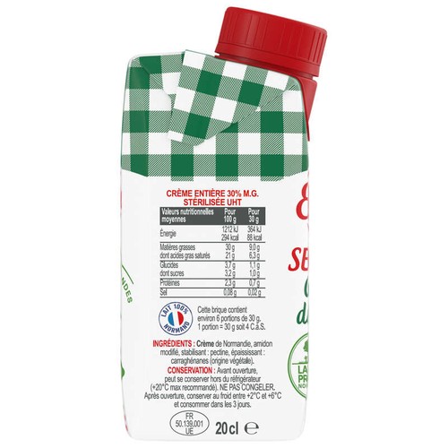 Elle & Vire Crème Entière Semi-Épaisse De Normandie 3x20cl