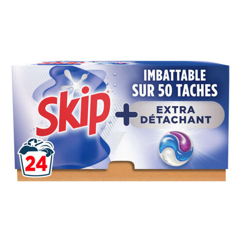 Skip lessive capsules 3en1 extra détachant x24
