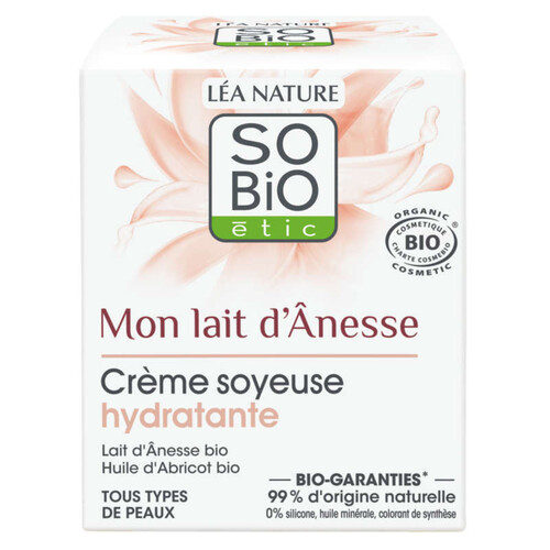 SO'BiO étic Crème Soyeuse Hydratante Lait d'Anesse 50ml