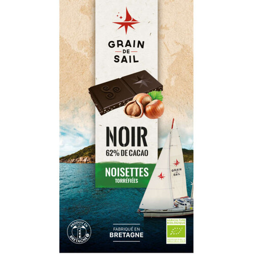 Grain de Sail Tablette de Chocolat Noir 62 % & Noisettes Torréfiées Bio 100g