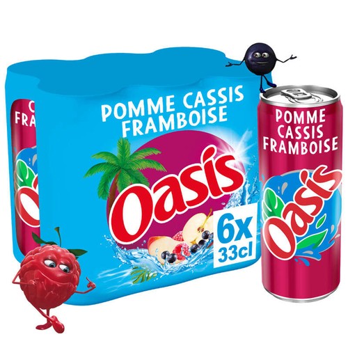 Oasis pomme cassis framboise canettes pack 6x33cl
