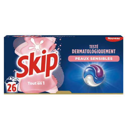 Skip Lessive Capsules 3 en 1 Sensitive *26 551g