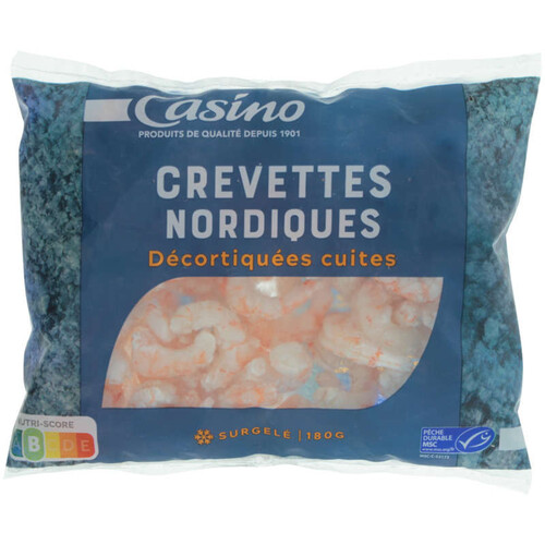 Casino Crevettes nordiques - Décortiquées cuites - Pandalus borealis - 180g