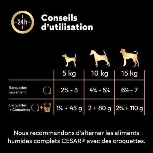 Cesar Barquettes en terrine pour chien au cœur de légumes 4x150g
