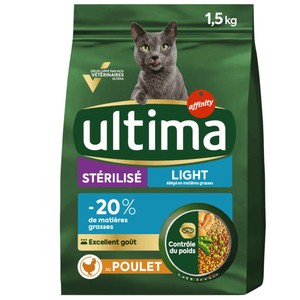 Ultima Croquettes Light Au Poulet Pour Chat Stérilisé 1,5kg